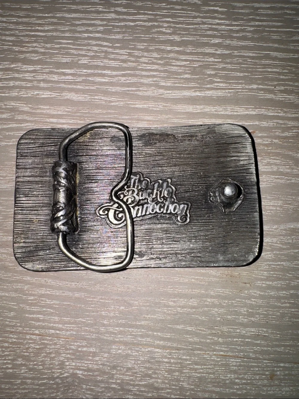 vintage pewter-tone metal belt buckle. Boeing E-3A Sentry